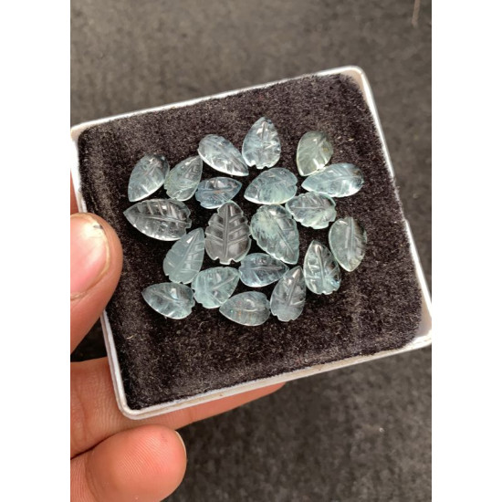 High Quality Natural Aquamarine Hand Craved Leaf Shape Cabochons Gemstone For Jewelry